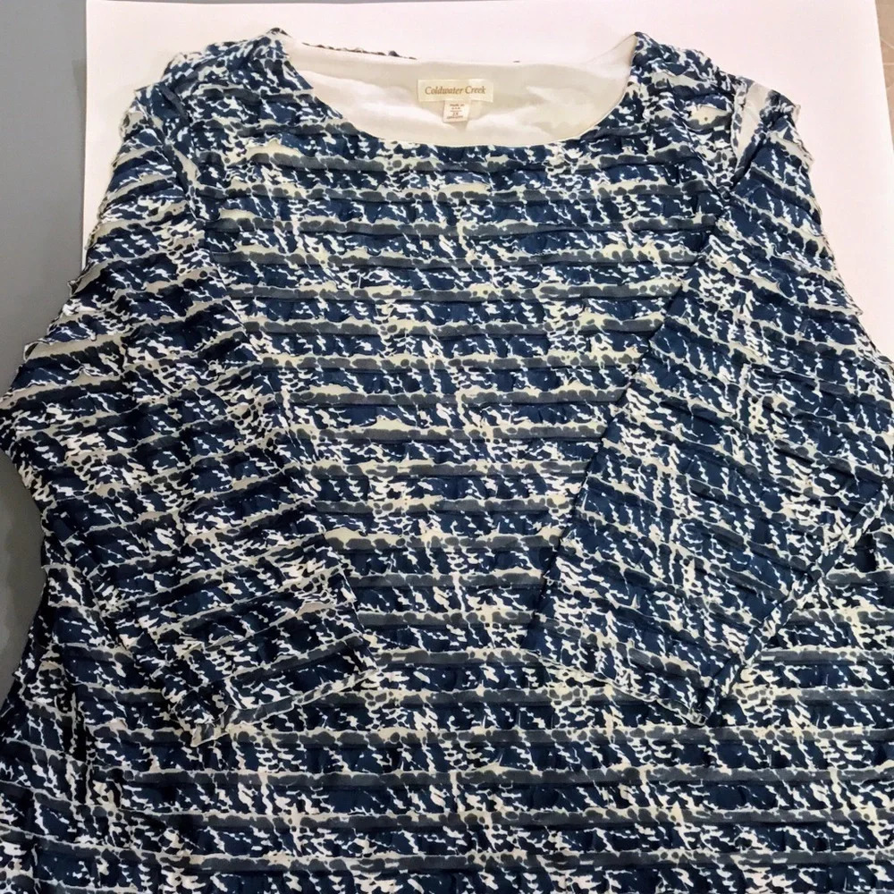 Coldwater Creek Layered Ruffle 3/4 Sleeve Top - Picture 2 of 6